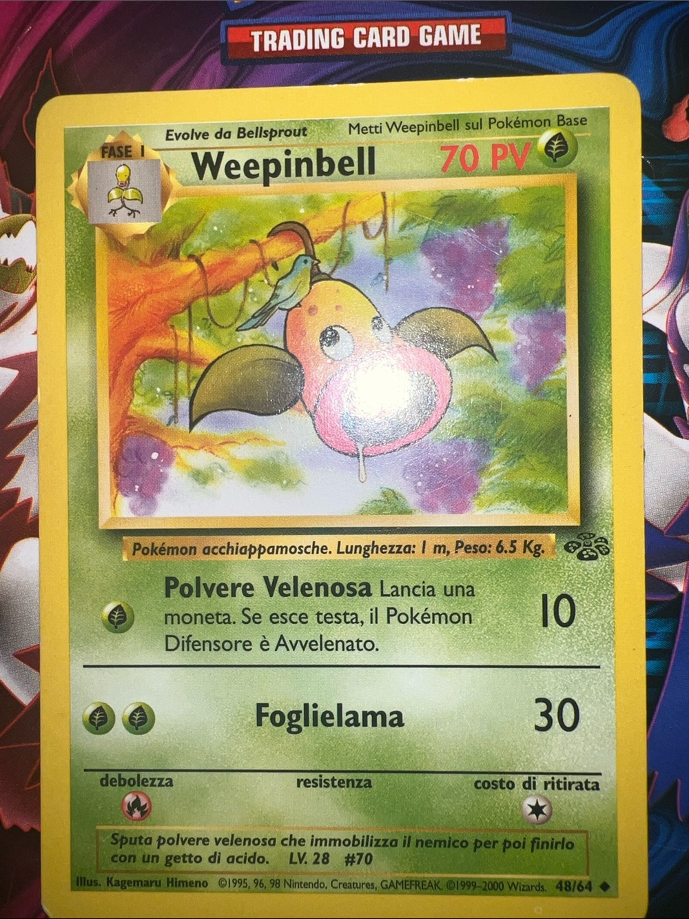 Pokemon Weepinbell Card - Green, Yellow